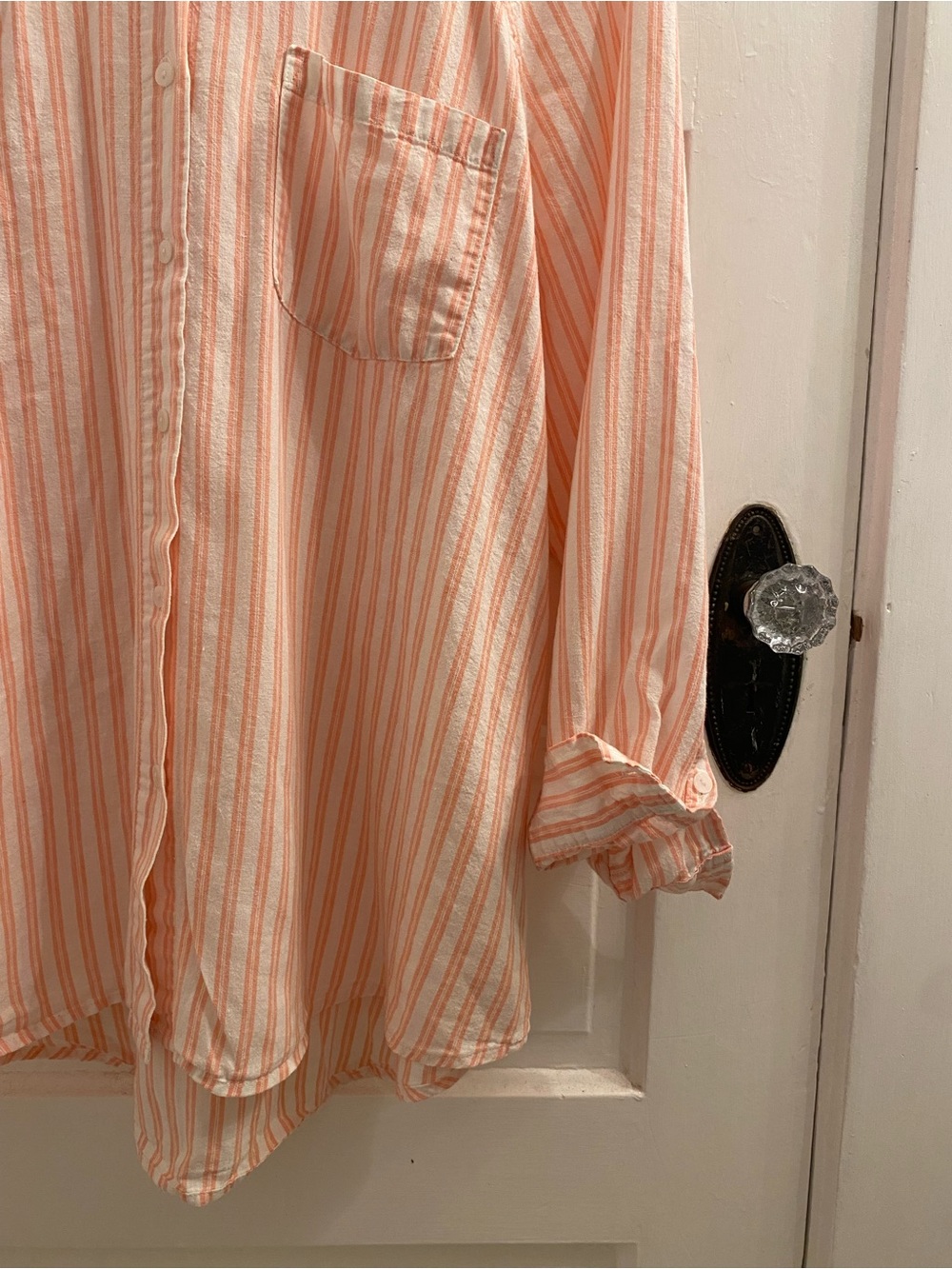Universal threads Linen Blend Light Peach Striped Button-Up Shirt